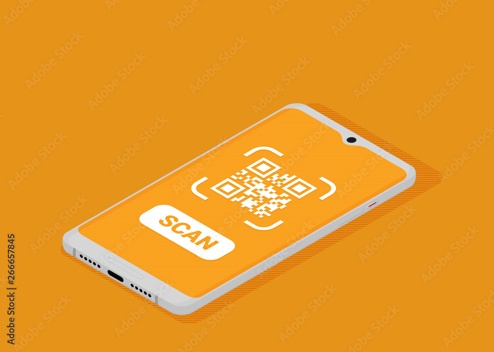 Poster qr code verification service web banner isometric vector