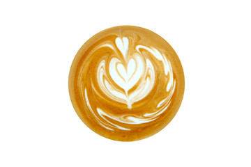 latte art  shape tulip isolated on white background with clipping path