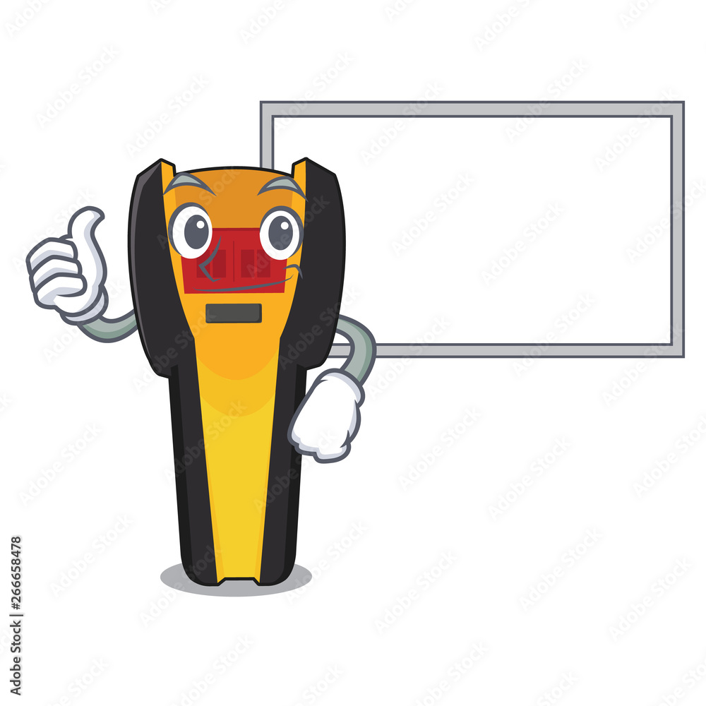 Sticker Thumbs up with board stud finder isolated with the character