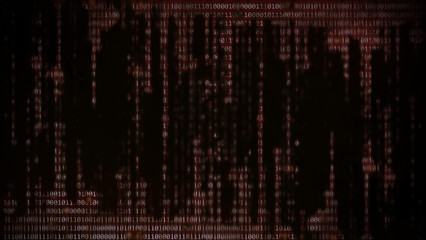 Obraz premium error and corrupted data on computer device. screen showing binary code on black red background. hard disk failure hacker cyber security and virus problem concepts.