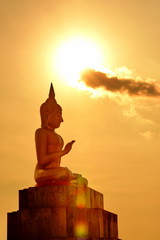 temple and buddha statue,Buddhist shadow with wisdom enlighten light spread.