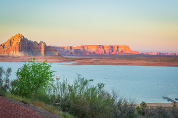 Lake Powell in northern Arizona, is located within the Glen Canyon National Recreation Area. Many families and friends rent one of the many houseboats to sail upon this expansive lake