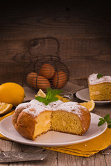 Cake with lemon cream filling.