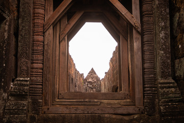 Fototapeta na wymiar Wat Phu (Vat Phou) Temple in LAOS. The Champasak cultural landscape, Warn tone