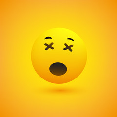 Dizzy Face - Emoticon in Front of a Yellow Background, Vector Design, Concept Illustration 