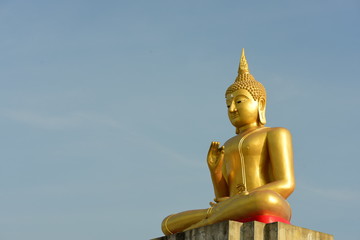 temple and buddha statue,Buddhist shadow with wisdom enlighten light spread.