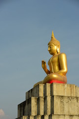 temple and buddha statue,Buddhist shadow with wisdom enlighten light spread.