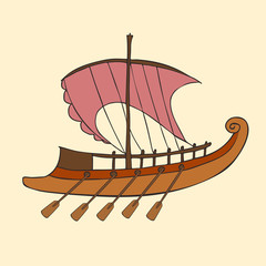 cartoon ancient greek ship