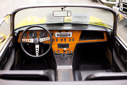 Interior of the classic retro vehicle  antique car