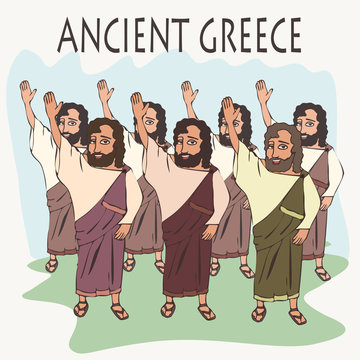 Cartoon Ancient Greek Hand Vote