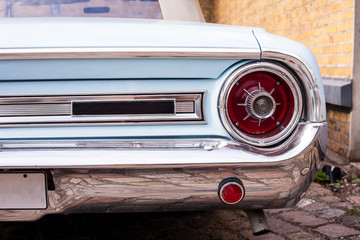 Close-up of headlights of luxurious vintage vehicle