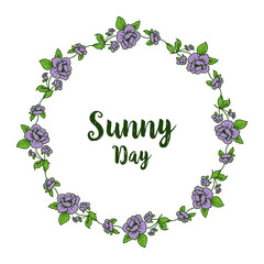 Vector illustration purple flower frame with writing sunny day