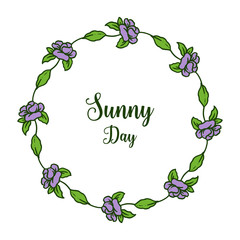 Vector illustration greeting card sunny day with purple flower frame