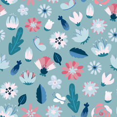 seamless pattern with simple flowers