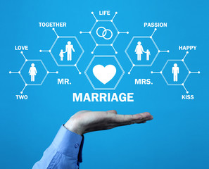 Concept of Marriage. People, love, life, family