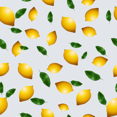 seamless wallpaper, vector background with lemons and leaves, pattern