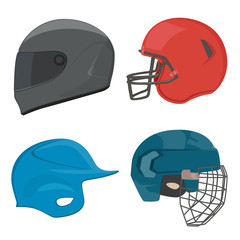 Side view of sport helmets