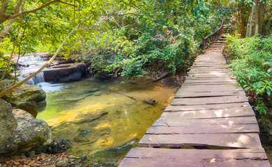 Beautiful waterfall at Erawan national park, Thailand.