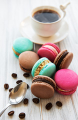 Cup of coffee and macaroons