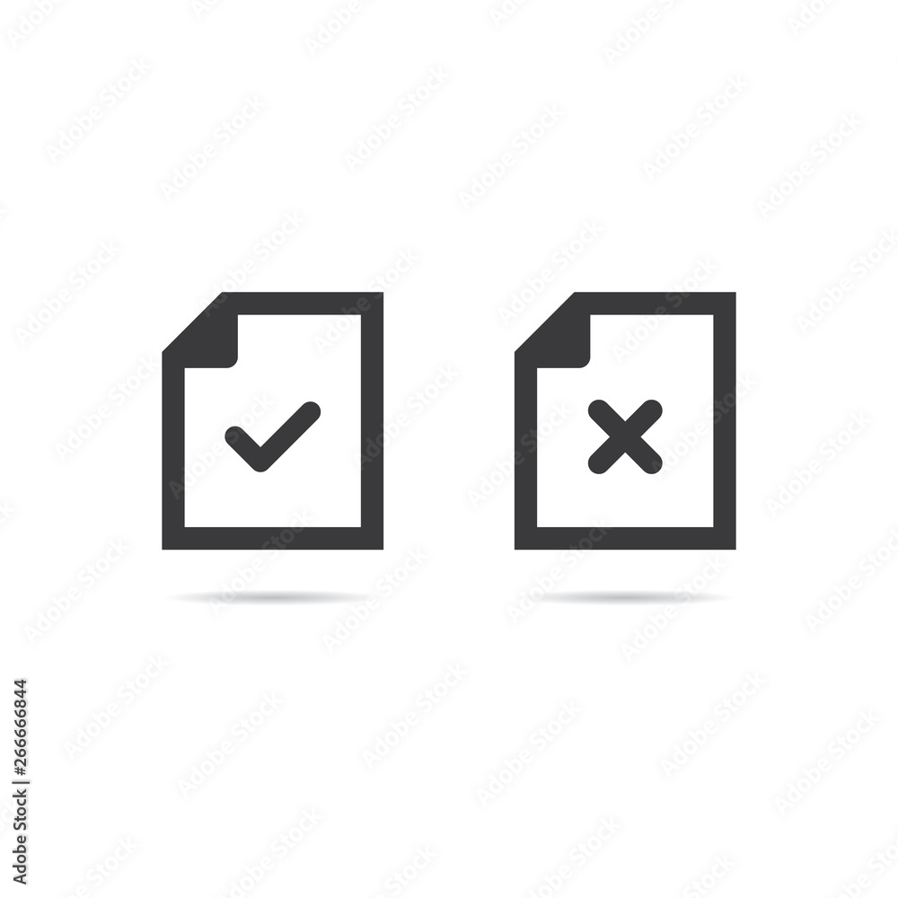 Poster document icons with check mark and x mark