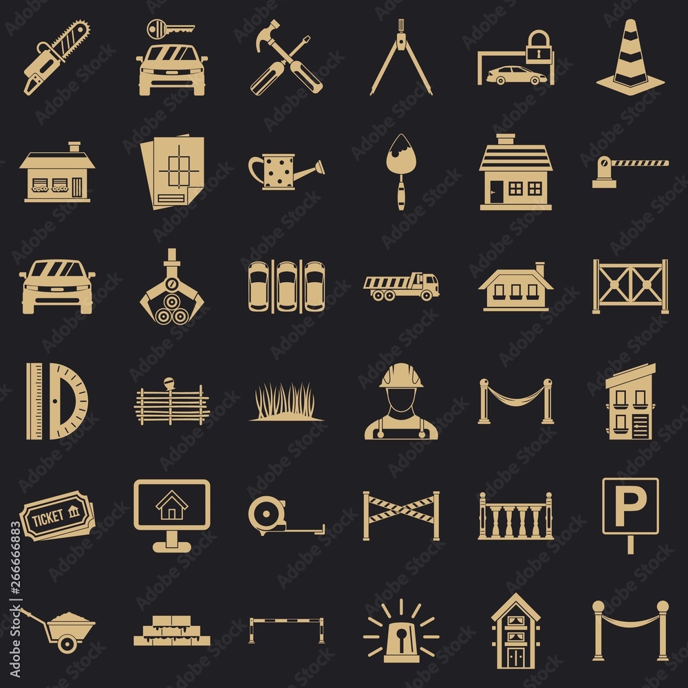 Poster saw icons set. simple style of 36 saw vector icons for web for any design