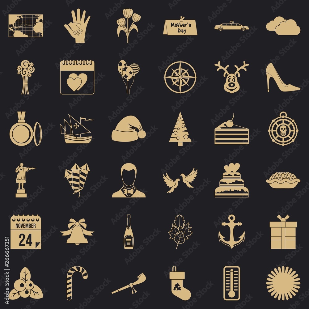Poster mother day icons set. simple style of 36 mother day vector icons for web for any design