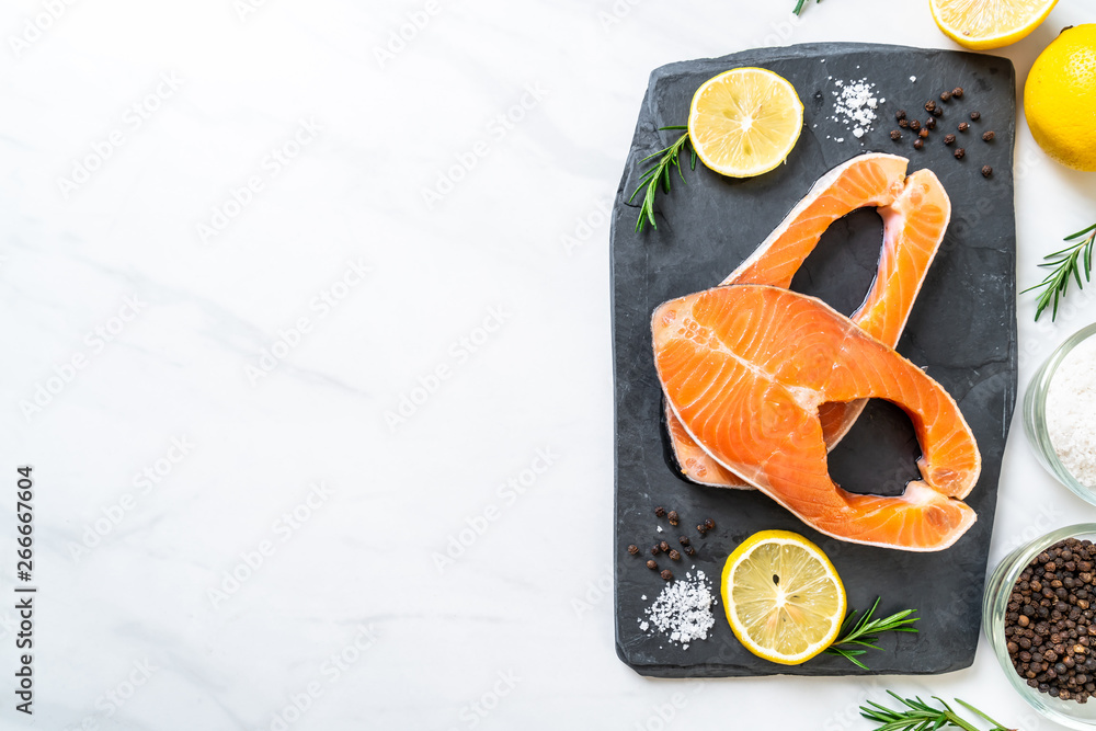 Wall mural fresh raw salmon fillet steak