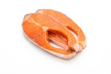 fresh salmon raw on white background