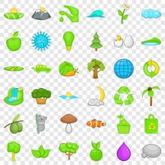 Naklejka premium Green house icons set. Cartoon style of 36 green house vector icons for web for any design