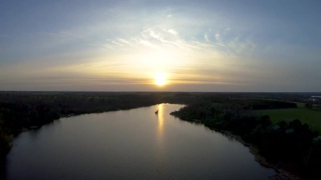 Aerial Footage of a sunset over a Norfolk Broad.