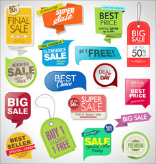 Sale banner templates design and special offer tags collection 