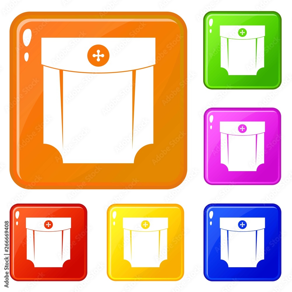 Poster pocket design icons set collection vector 6 color isolated on white background
