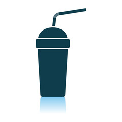 Disposable Soda Cup And Flexible Stick Icon