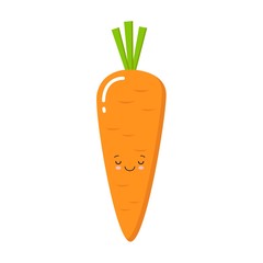 Carrot cartoon figure design isolated on white background. Kawaii style.