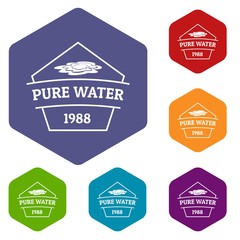 Obraz premium Pure water icons vector colorful hexahedron set collection isolated on white 