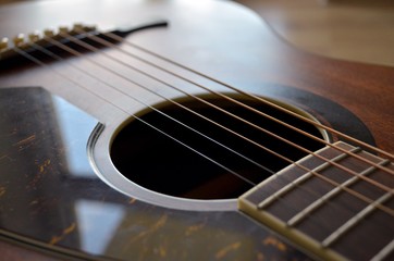 Acoustic guiter closeup - Gitara klasyczka z bliska