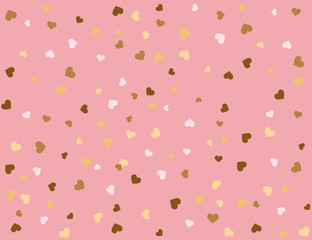Valentine's Day hearts pattern with golden hearts