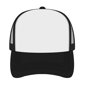trucker cap / mesh cap template illustration / front view (white & black)  Stock Vector | Adobe Stock