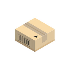 Cardboard corrugated box. Concept for cargo shipping. Isometric vector illustration isolated on white background.