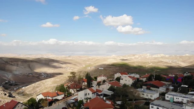 Houses Close to the desert Aerial view Drone shot of Houses Close to the desert in Israel city of Maale adumim