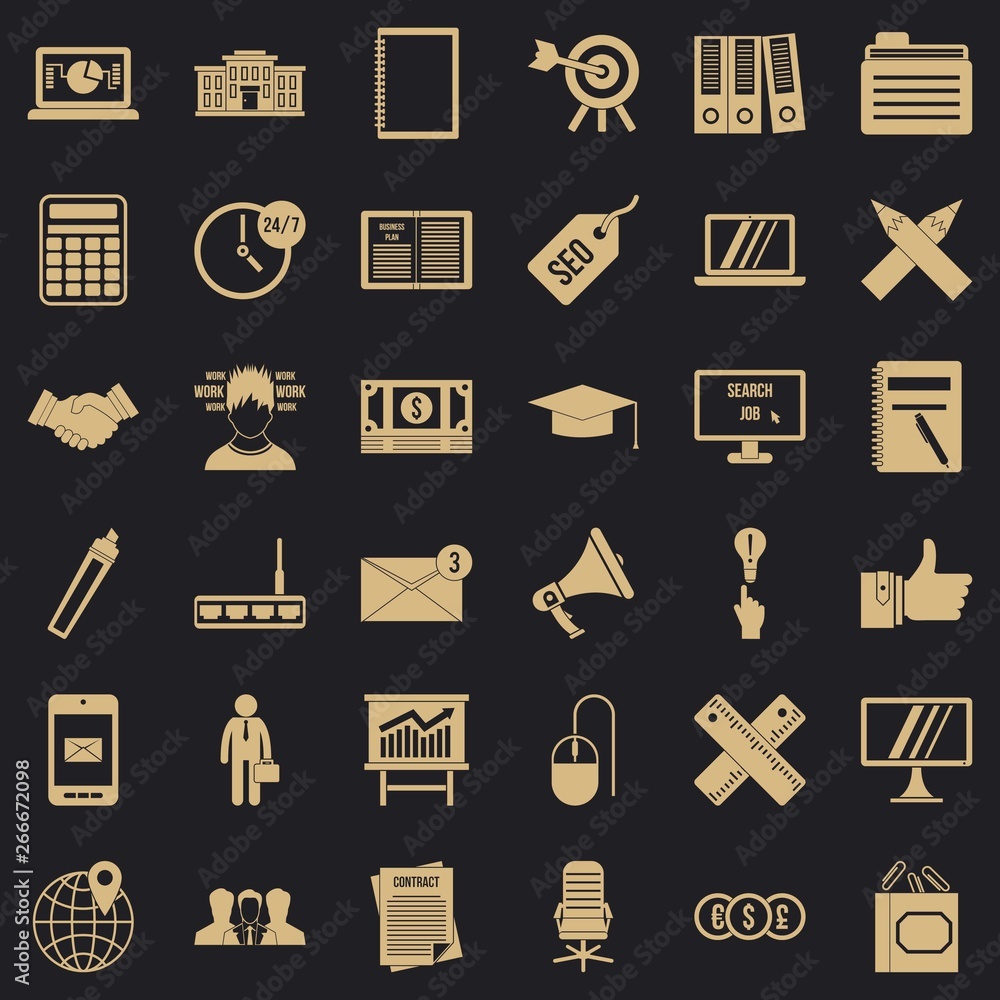 Poster finance icons set. simple style of 36 finance vector icons for web for any design