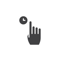 Obraz premium Touch and hold vector icon. Hand Click filled flat sign for mobile concept and web design. Finger touch gesture glyph icon. Symbol, logo illustration. Pixel perfect vector graphics