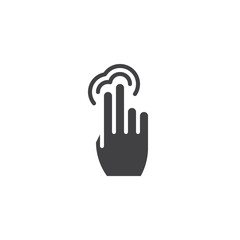 2x double tap vector icon. Hand Click filled flat sign for mobile concept and web design. Two finger touch gesture glyph icon. Symbol, logo illustration. Pixel perfect vector graphics