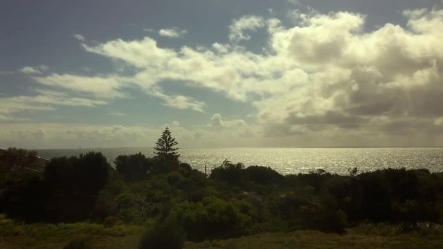 View from the train window between Fremantle and Perth in Western Australia
