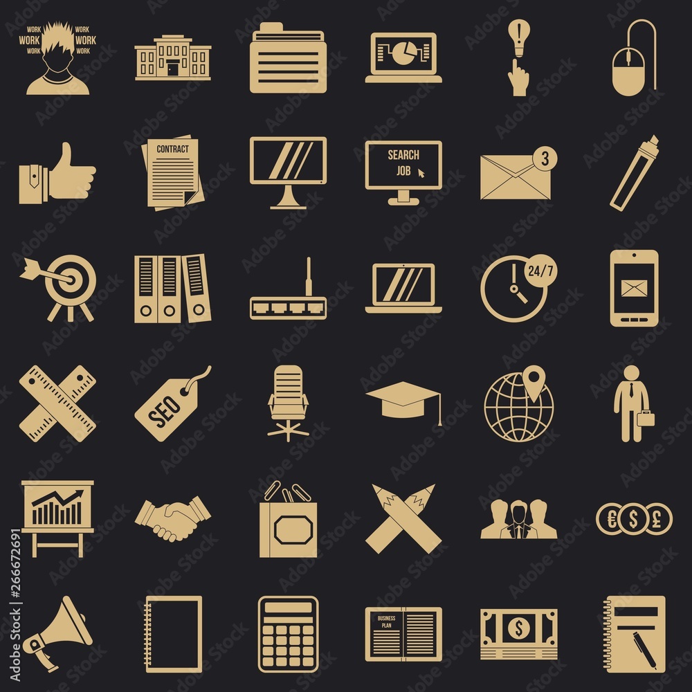 Poster banking icons set. simple style of 36 banking vector icons for web for any design