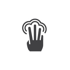 Fototapeta na wymiar 3x double tap vector icon. Hand Click filled flat sign for mobile concept and web design. Three finger touch gesture glyph icon. Symbol, logo illustration. Pixel perfect vector graphics