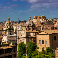 Fototapeta na wymiar View of the old town in Rome from the Castel Sant'Angelo.