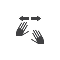 Horizontal spread vector icon. Two Hand swipe Click filled flat sign for mobile concept and web design. Fingers touch gesture glyph icon. Symbol, logo illustration. Pixel perfect vector graphics
