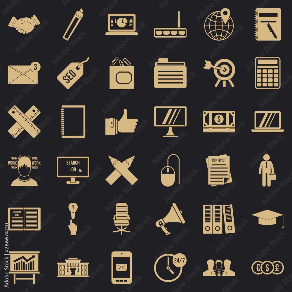 Poster deposit icons set. simple style of 36 deposit vector icons for web for any design