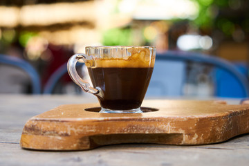 Dark espresso coffee on the table